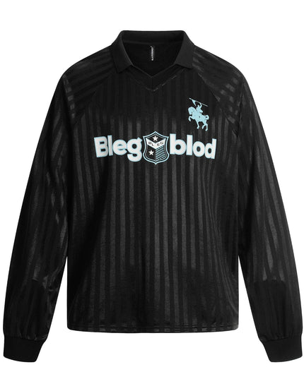 TALKLESSFASHION S / black Jersey Campus Lapel Polo Sweatshirt