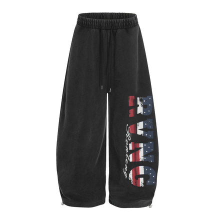 TALKLESSFASHION S / black Jiayiku trendy brand 2025 new American retro scimitar pants, star-striped sweatpants, men's and women's loose wide-leg trousers