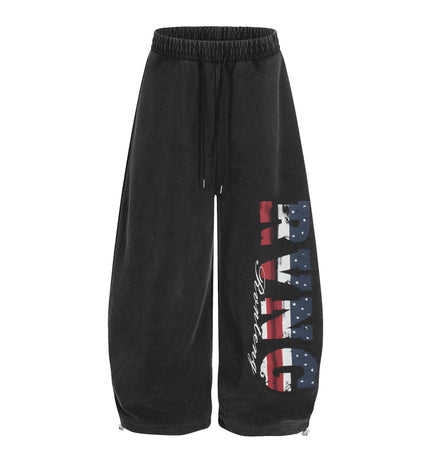 TALKLESSFASHION S / black Jiayiku trendy brand 2025 new American retro scimitar pants, star-striped sweatpants, men's and women's loose wide-leg trousers