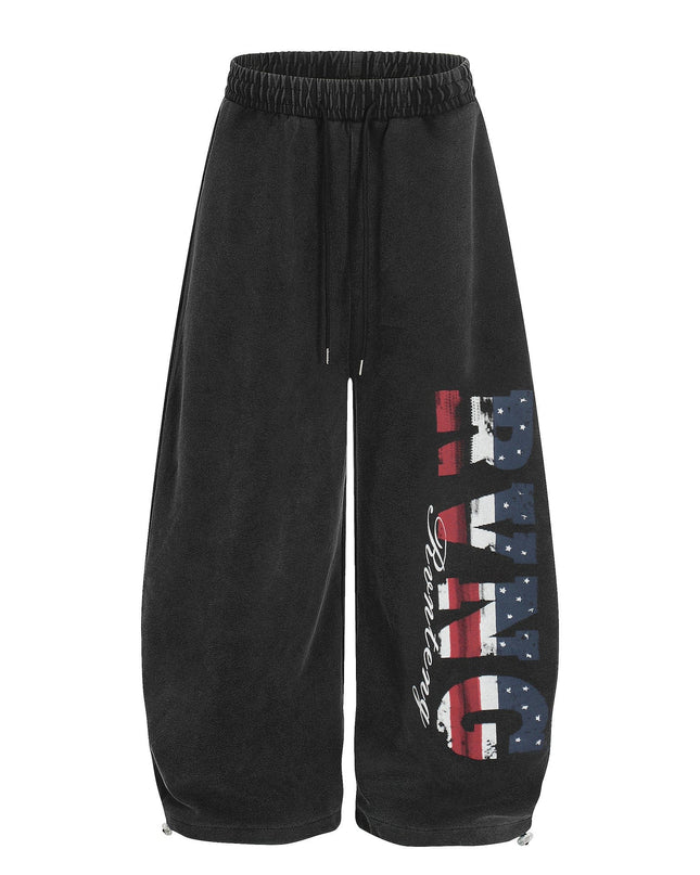 TALKLESSFASHION S / black Jiayiku trendy brand 2025 new American retro scimitar pants, star-striped sweatpants, men's and women's loose wide-leg trousers