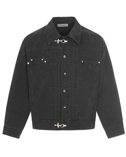 TALKLESSFASHION S / black Jiayiku trendy brand 2026 new American retro high-quality heavy washed distressed denim jacket cargo jacket