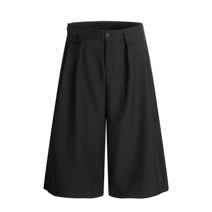 TALKLESSFASHION S / black K336 American summer high-end versatile street trend solid color pendant design men's loose cropped casual trousers