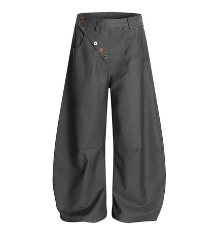 TALKLESSFASHION S / Black K339 GXFortune Premium American Commuter Drape Black Scimitar Trousers for Men and Women