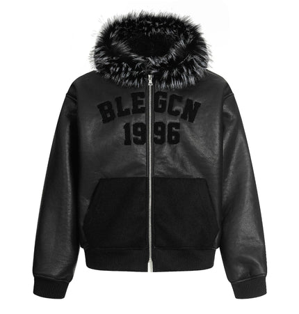THETLSTUDIO S / black Lambswool Pilot Fur Collar Jacket