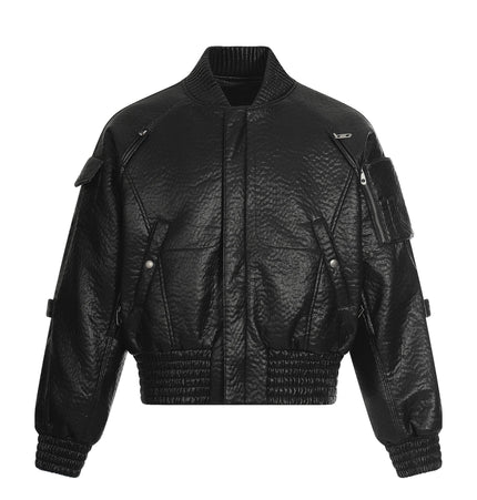 THETLSTUDIO S / black Mecha Pilot Padded Leather Jacket