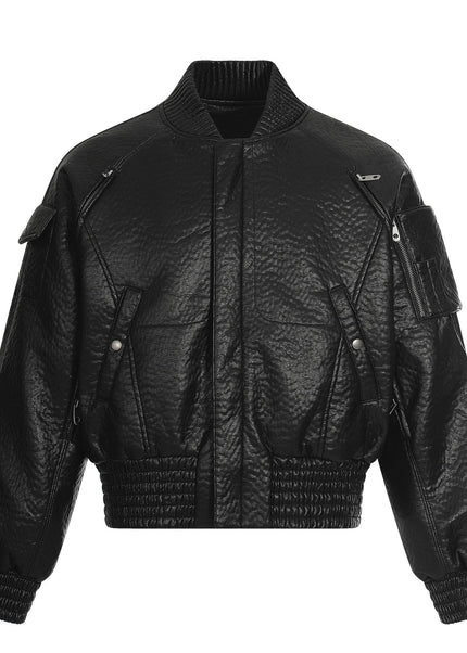 THETLSTUDIO S / black Mecha Pilot Padded Leather Jacket