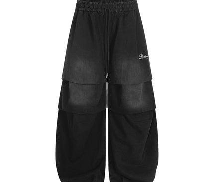 TALKLESSFASHION S / black Paratrooper Wide Leg Jeans