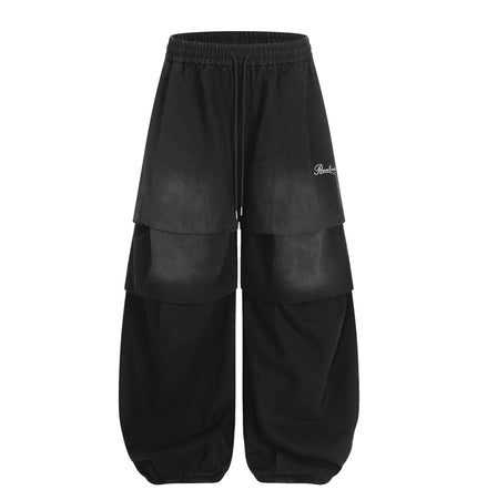 TALKLESSFASHION S / black Paratrooper Wide Leg Jeans
