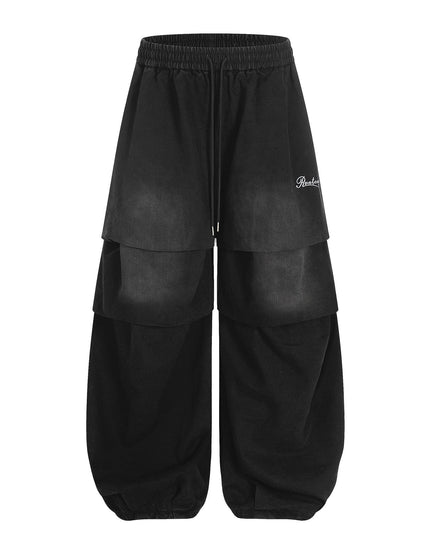 TALKLESSFASHION S / black Paratrooper Wide Leg Jeans