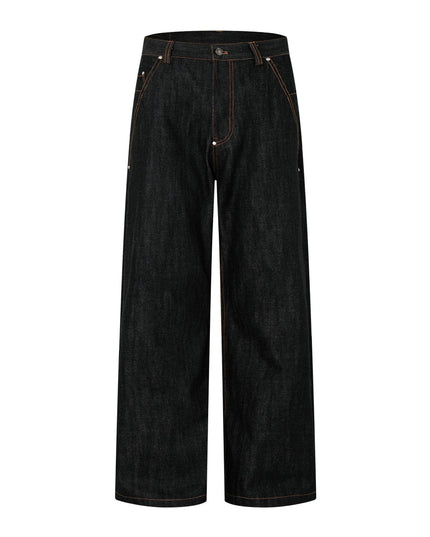 TALKLESSFASHION S / Black Plain Cattle American retro cleanfit straight-leg jeans for men and women, versatile loose and casual, slimming long pants