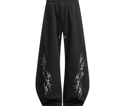TALKLESSFASHION S / black Retro Scimitar Wide-Leg Sweatpants