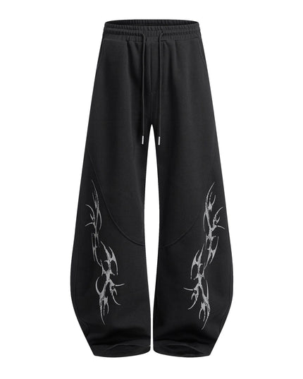 TALKLESSFASHION S / black Retro Scimitar Wide-Leg Sweatpants