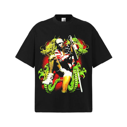 TALKLESSFASHION S / Black short sleeve 2026 Cross-border Playboi Carti Summer Cotton Short Sleeve T-Shirt Men's American Crew Neck Dropped Shoulder Couple Short Sleeves
