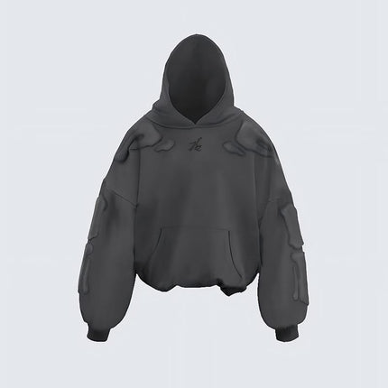 TALKLESSFASHION S / black Skeleton Embroidered Hooded
