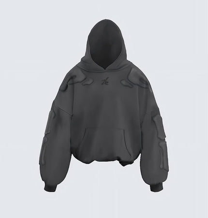 TALKLESSFASHION S / black Skeleton Embroidered Hooded
