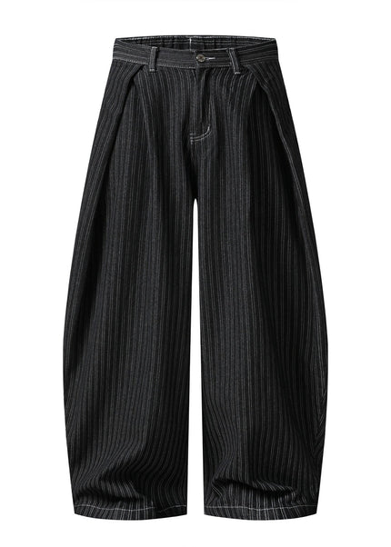 THETLSTUDIO S / black Street personality striped wide-leg jeans for men and women washed distressed loose simple scimitar pants