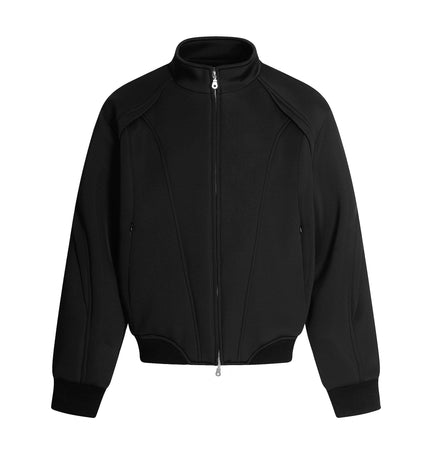 TALKLESSFASHION S / Black top Deconstructed High-Weight Zipper Sweat Set
