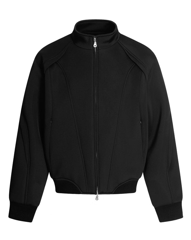 TALKLESSFASHION S / Black top Deconstructed High-Weight Zipper Sweat Set