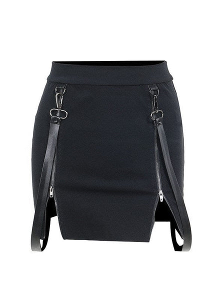 THETLSTUDIO S / black VO studio 2025 design sense black sexy double zipper bag hip slit gothic tight skirt female summer