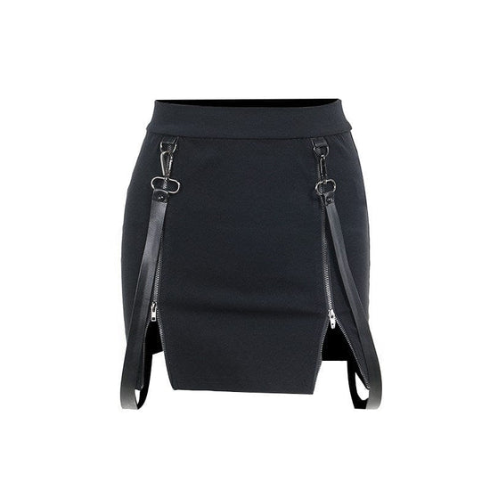 Gothic Zipper Slit Skirt