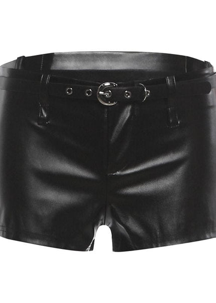 THETLSTUDIO S / black VOstudio Cool Motorcycle Belt Shorts Feminine Hot Girl Low-Waisted Tight Hip Wrap Pants 2026 New