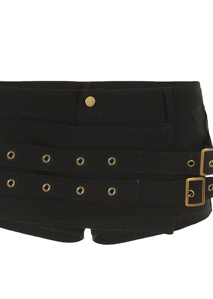THETLSTUDIO S / black VOstudio dark punk style lace-up design sense low waist super shorts sexy slim fit hip babes hot pants women