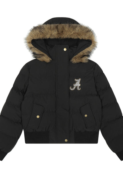 THETLSTUDIO S / black Warm detachable fur collar hooded cotton jacket women's winter American retro casual thickened bread clothes manufacturer straight hair