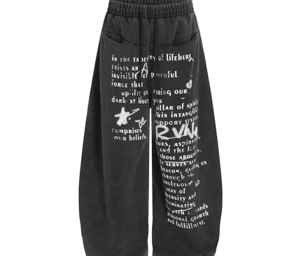 TALKLESSFASHION S / black Washed Scimitar Wide Sweatpants
