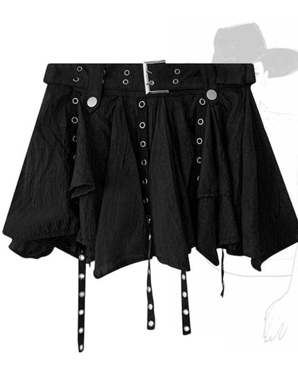 TALKLESSFASHION S / Black361 Wasteland style retro irregular ruffle skirt women's spring and summer design sense small man streamer pleated skirt