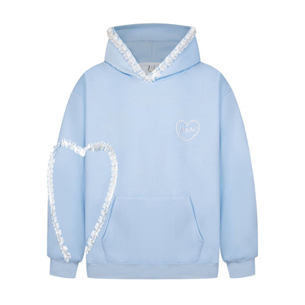 TALKLESSFASHION S / blue 2769 American retro high street trend men's and women's high-end letter embroidery love design men's hooded sweatshirt