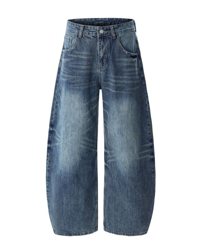 TALKLESSFASHION S / blue American retro silhouette scimitar jeans--2122