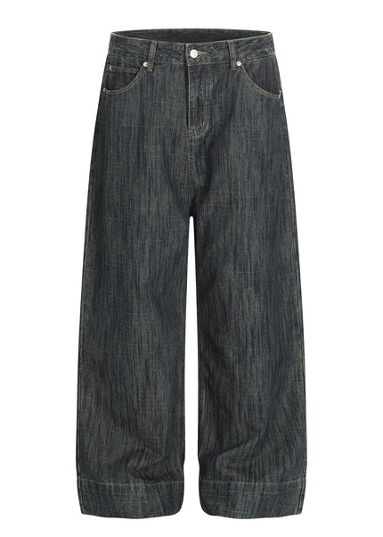 THETLSTUDIO S / blue Bamboo Texture Wide-Leg Jeans