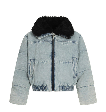THETLSTUDIO S / blue Denim Fur Collar Puffer Jacket
