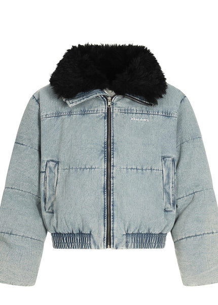 THETLSTUDIO S / blue Denim Fur Collar Puffer Jacket