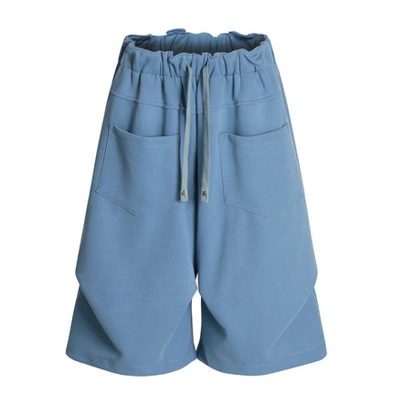 TALKLESSFASHION S / blue K534 American summer high-end versatile street trend pleats reverse design men's loose five-point casual shorts