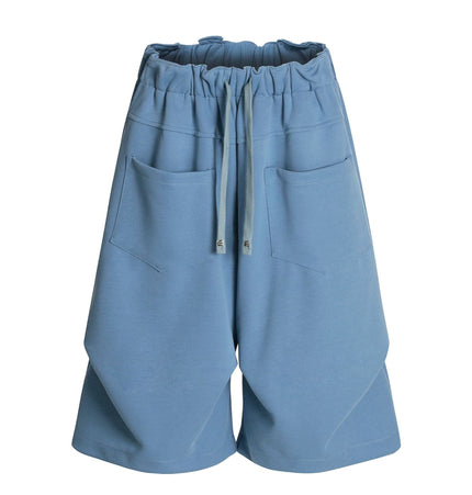 TALKLESSFASHION S / blue K534 American summer high-end versatile street trend pleats reverse design men's loose five-point casual shorts