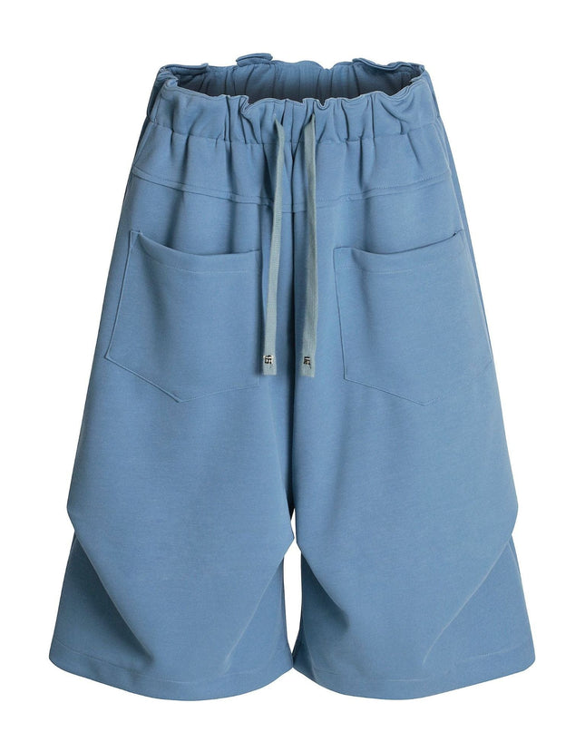 TALKLESSFASHION S / blue K534 American summer high-end versatile street trend pleats reverse design men's loose five-point casual shorts