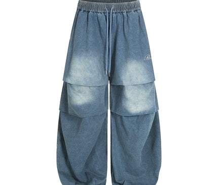 TALKLESSFASHION S / blue Paratrooper Wide Leg Jeans