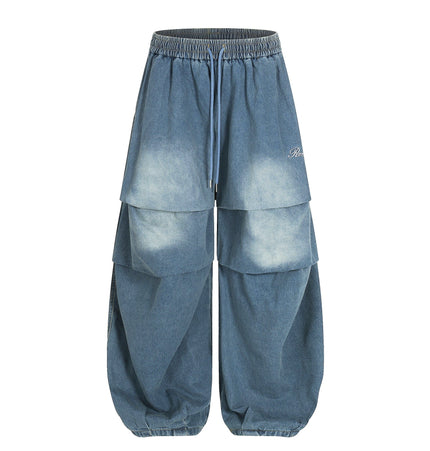 TALKLESSFASHION S / blue Paratrooper Wide Leg Jeans
