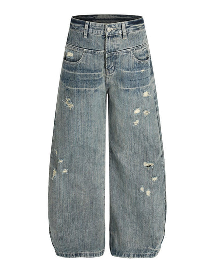 TALKLESSFASHION S / blue Punk ripped distressed washed jeans