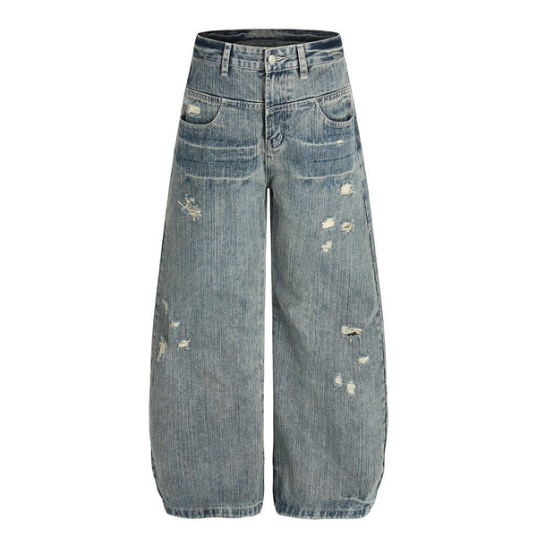 Punk ripped distressed washed jeans