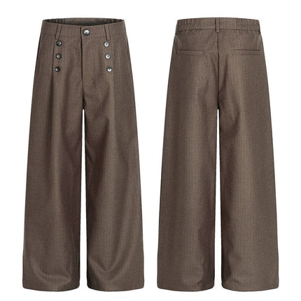 TALKLESSFASHION S / Brown C965 GXFortune Vintage High-End Button-Down Casual Pants Men's and Women's Trendy Old Money Style Straight Loose Floor-Length Pants