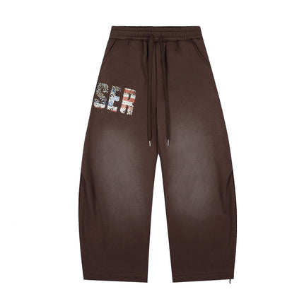 TALKLESSFASHION S / Brown Fleece Retro Scimitar Wide-Leg Pants