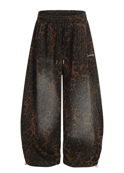 THETLSTUDIO S / Brown Jiayiku trendy brand 2025 American retro leopard print sweatpants scimitar pants men's and women's vibe ruffians handsome loose wide-leg pants