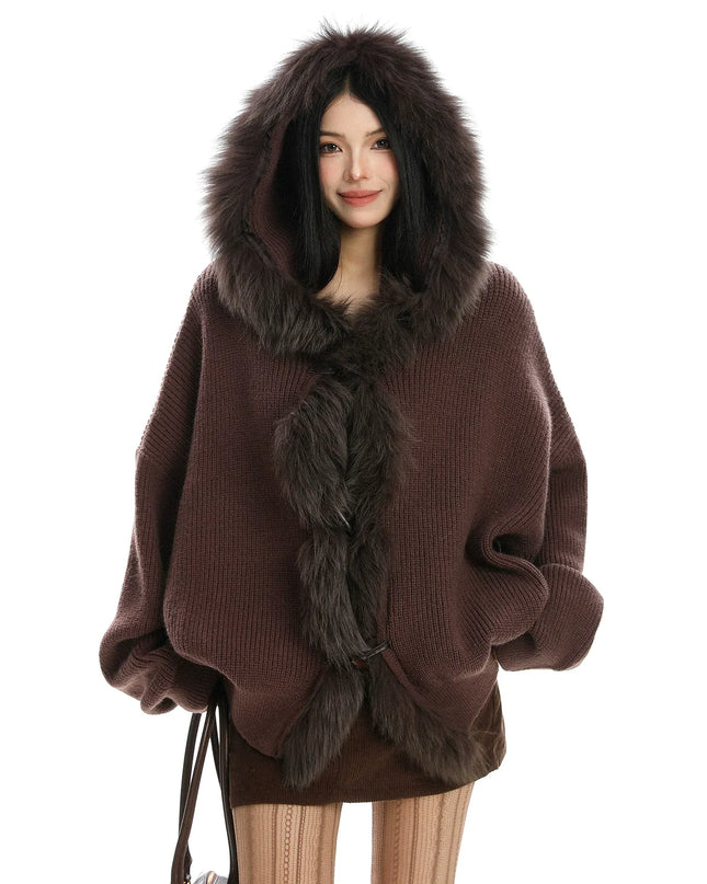 TALKLESSFASHION S / brown Lazy Style Patchwork Fur Sweater