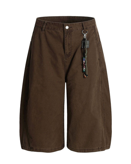 TALKLESSFASHION S / Brown (without pendant) L806 American summer high-end versatile street trend simple workwear design men's loose cropped casual shorts