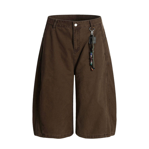 THETLSTUDIO S / Brown (without pendant) L806 American summer high-end versatile street trend simple workwear design men's loose cropped casual shorts — 2