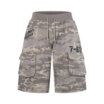TALKLESSFASHION S / camouflage Camo Fringe Cropped Cargo Shorts