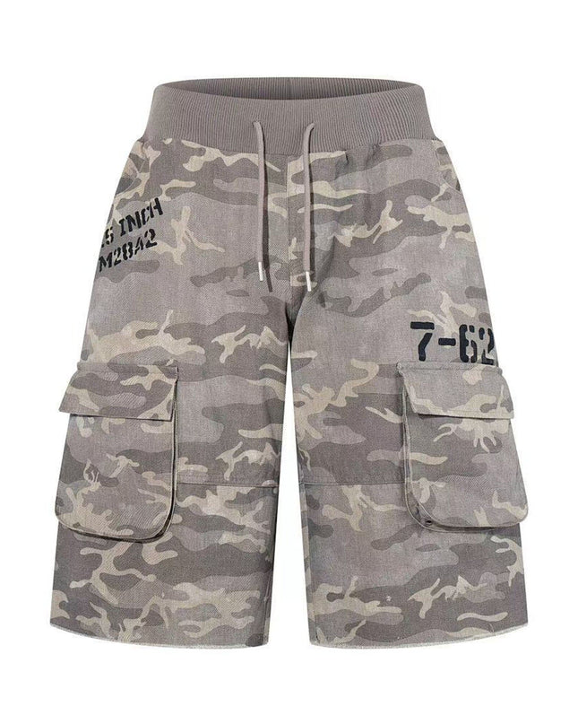 TALKLESSFASHION S / camouflage Camo Fringe Cropped Cargo Shorts
