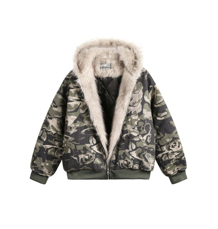 THETLSTUDIO S / Camouflage Camo Fur Collar Padded Jacket